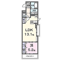 ラ・テュイル 1LDKの間取図画像