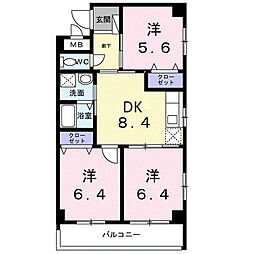 ミウ・ヴィーヴル 3DKの間取図画像