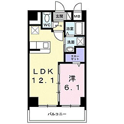 ミウ・ヴィーヴル 1LDKの間取図画像