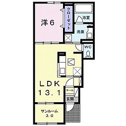 シャトー・ドゥ・ボヌールA 1LDKの間取図画像
