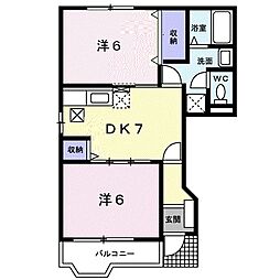 プレミールA 2DKの間取図画像