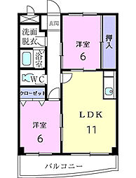 ニューマリッチイシカワ弐号館 2LDKの間取図画像