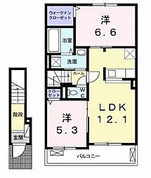 サンリッチカドイケ 2LDKの間取図画像