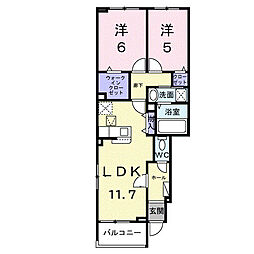 プラシードII 2LDKの間取図画像