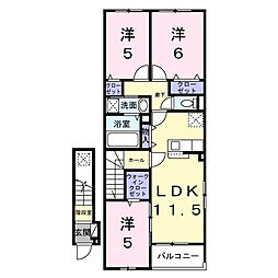プラシードII 3LDKの間取図画像