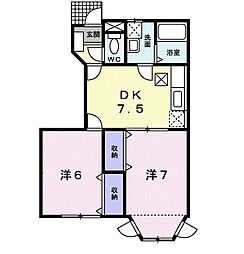 WinsKea-LaniB 2DKの間取図画像
