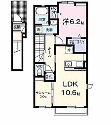 グラース・M 1LDKの間取図画像