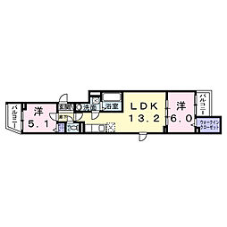 ヒカルサ北小岩 2LDKの間取図画像