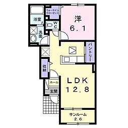 サフィール峰2 1LDKの間取図画像