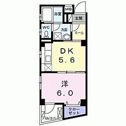村上ビル 1DKの間取図画像