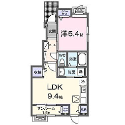 プリマ オランジェ 1LDKの間取図画像