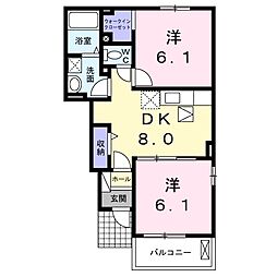 レジーナクレールA 2DKの間取図画像