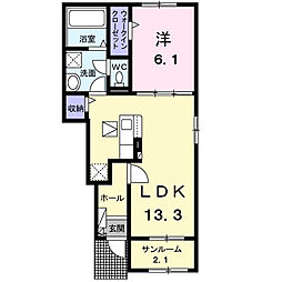 ヒカルサ新潟姥ケ山 1LDKの間取図画像