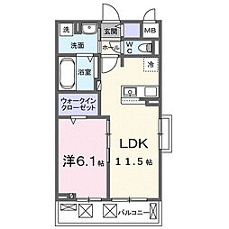 ヒカルサ東加古川 1LDKの間取図画像