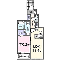 ボヌール・ド・コルザ 1LDKの間取図画像