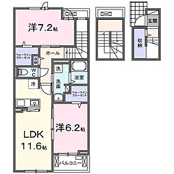 ボヌール・ド・コルザ 2LDKの間取図画像