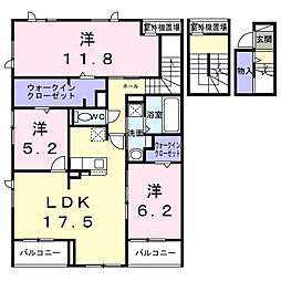 ボヌール・ド・コルザ 3LDKの間取図画像