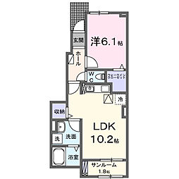 フォンテーヌ 1LDKの間取図画像