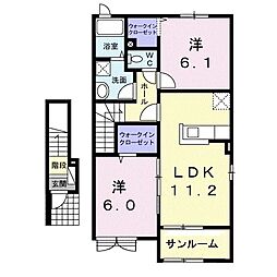 メゾンドリラ2 2LDKの間取図画像