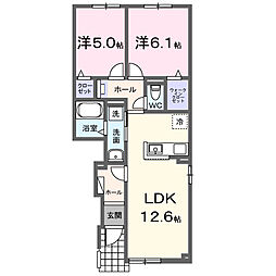 インテルノ ウエスト 2LDKの間取図画像