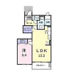 アドベントヒルズA 1LDKの間取図画像
