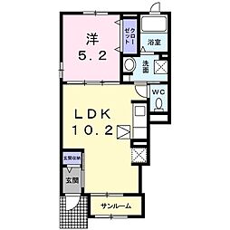 ブリリアント 1LDKの間取図画像