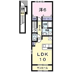 カナール 1LDKの間取図画像