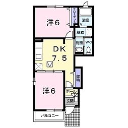 グラン・ラ・レブ 2DKの間取図画像