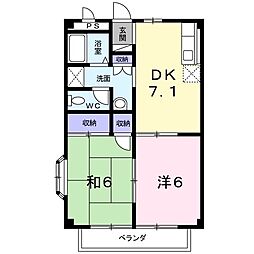 ファミール星ヶ丘 2DKの間取図画像