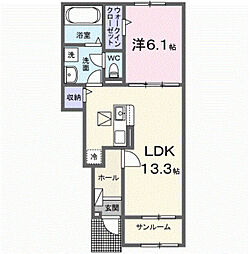 ローズマリー 1LDKの間取図画像