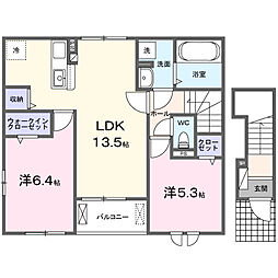 リッツメゾンA 2LDKの間取図画像