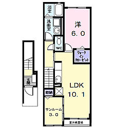 シュエット松ノ木 1LDKの間取図画像