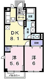 ミーティスN 2DKの間取図画像