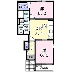 アルダン・トーヨー 2DKの間取図画像