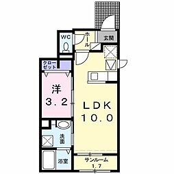 グランディールレレーユ 1LDKの間取図画像