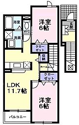 パークサイドグレイシァス 2LDKの間取図画像