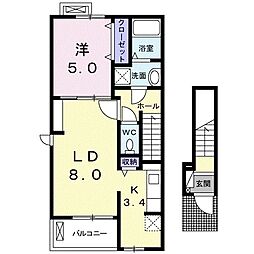 メープルアベニュー2 1LDKの間取図画像