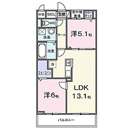 ルミエ エトワール 2LDKの間取図画像