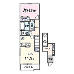 ルミエ ソレイユ 1LDKの間取図画像