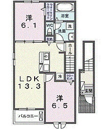 ノイエ ハイマート 2LDKの間取図画像