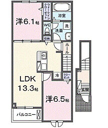 プリエI 2LDKの間取図画像