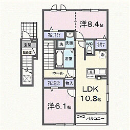 稲吉4丁目アパート(028452802) 2LDKの間取図画像