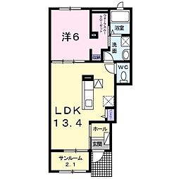 シュクル1 1LDKの間取図画像