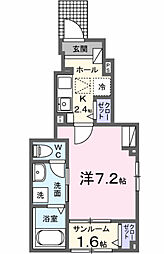 レガリア駅東 1Kの間取図画像