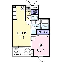 アレグリア3番館 1LDKの間取図画像