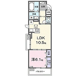 グレイスパークIII 1LDKの間取図画像
