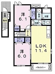 サンハイツ1 2LDKの間取図画像