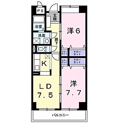 キュウブ由布川 2LDKの間取図画像