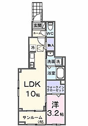 出花1丁目アパート 1LDKの間取図画像