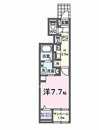 西条町御薗宇アパート B 1Kの間取図画像